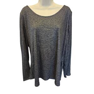 NWT wide neck SPARKLE stretch silver black chic celebration 1X career casual ^